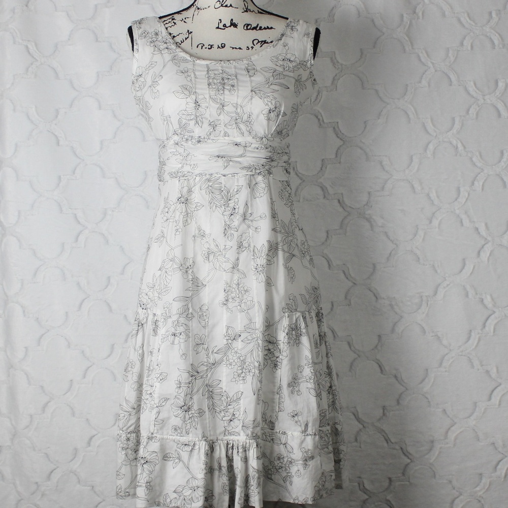 White/Black Floral Dress By Calvin Klien